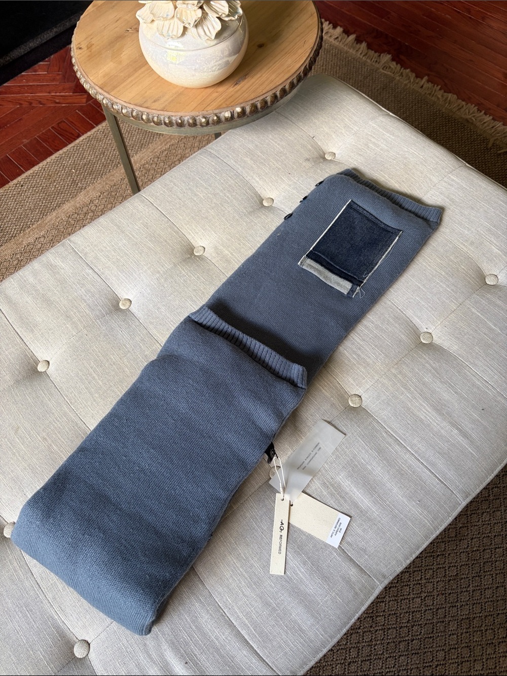 NWT Antic Q Reformed Slate Blue Knit Pocket Scarf